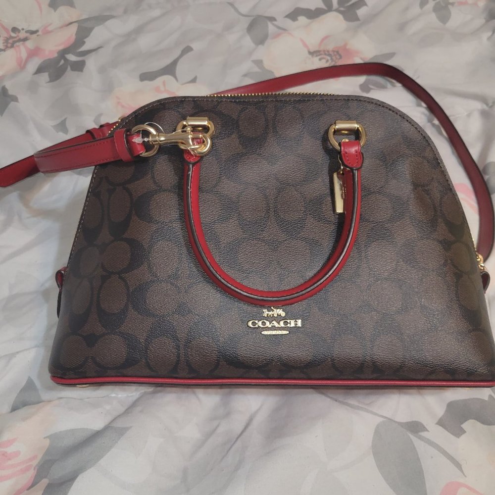 BRAND NEW! Coach Katy Satchel In Red & Brown